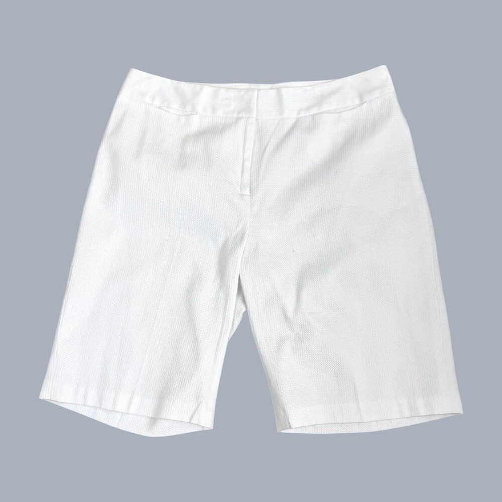 J McLaughlin Bermuda Shorts White Textured Cotton (8)